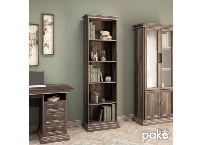 Βιβλιοθήκη Mozart pakoworld χρώμα καρυδί 60x34,5x202,5εκ