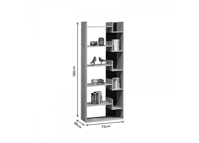 Βιβλιοθήκη Naya pakoworld sonoma-ανθρακί 72x30x182.5εκ