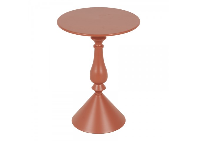Βοηθητικό τραπέζι Lalou pakoworld μέταλλο σε απόχρωση terracotta Φ40x55εκ