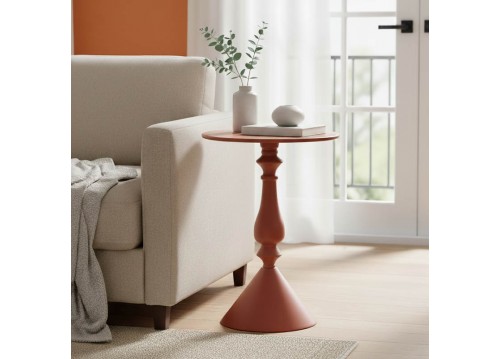 Βοηθητικό τραπέζι Lalou pakoworld μέταλλο σε απόχρωση terracotta Φ40x55εκ