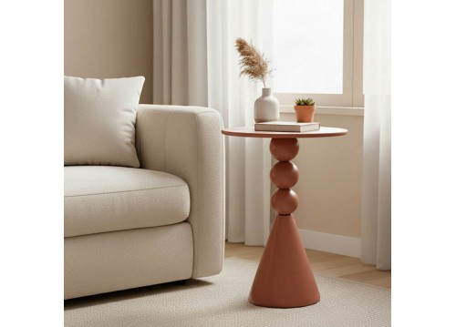 Βοηθητικό τραπέζι Bilane pakoworld μέταλλο σε terracotta απόχρωση Φ39x55εκ