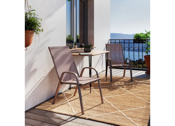Πολυθρόνα Calan pakoworld μέταλλο σκούρo καφέ-textilene καφέ 54x74x91εκ