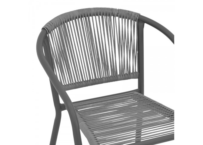 Πολυθρόνα Lindaria pakoworld στοιβαζόμενη μέταλλο-pe rattan σε ανθρακί απόχρωση 54x63x74εκ