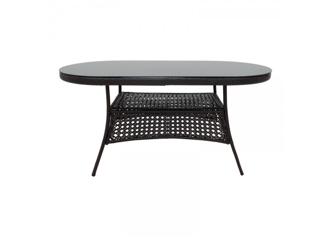 Τραπέζι Cellin pakoworld μέταλλο-pe rattan καφέ 160x80x77εκ