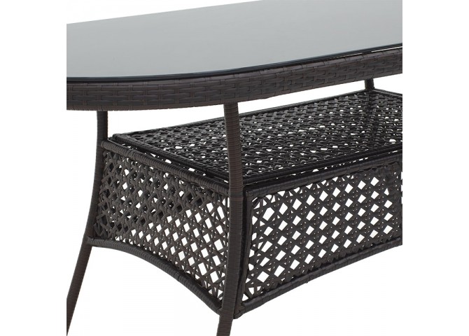 Τραπέζι Cellin pakoworld μέταλλο-pe rattan καφέ 160x80x77εκ