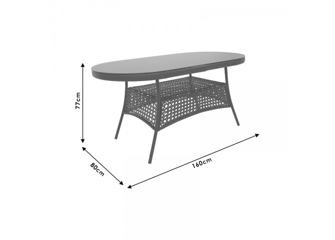 Τραπέζι Cellin pakoworld μέταλλο-pe rattan καφέ 160x80x77εκ