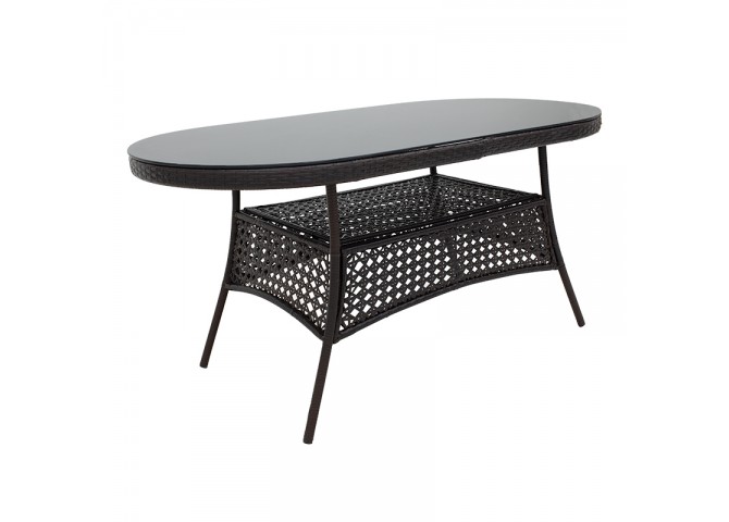 Τραπέζι Cellin pakoworld μέταλλο-pe rattan καφέ 160x80x77εκ