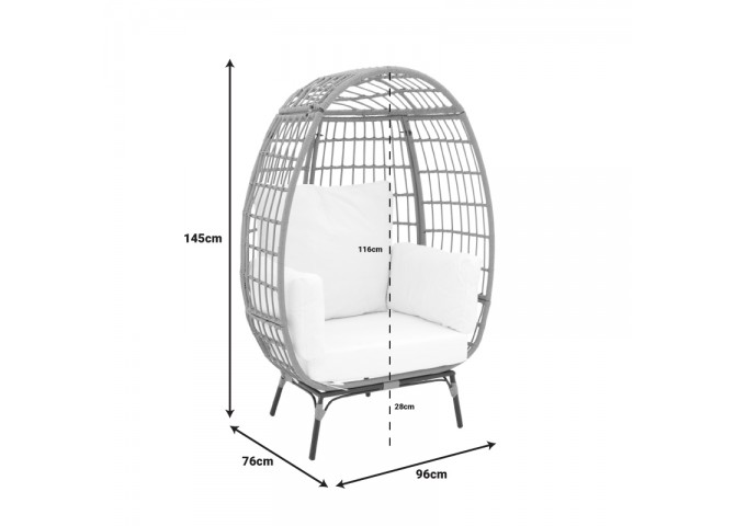 Πολυθρόνα Frox pakoworld wicker rattan φυσικό-μεταλλικό φυσικό-μαύρο πόδι-μπεζ μαξιλάρι 96x76x145εκ