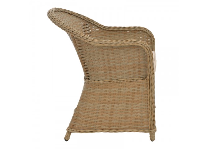 Πολυθρόνα κήπου Hadrian pakoworld rattan καφέ- textilene μπεζ 57x70x85εκ