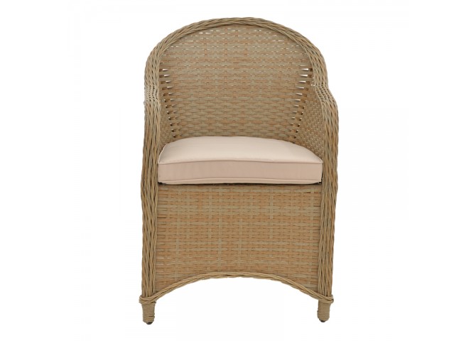 Πολυθρόνα κήπου Hadrian pakoworld rattan καφέ- textilene μπεζ 57x70x85εκ