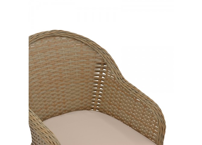 Πολυθρόνα κήπου Hadrian pakoworld rattan καφέ- textilene μπεζ 57x70x85εκ