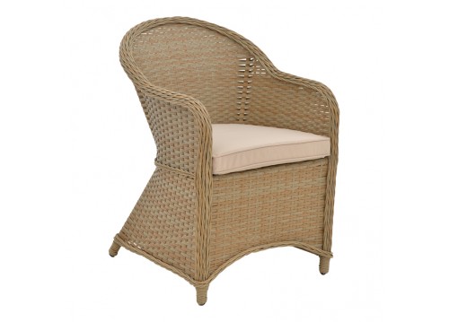 Πολυθρόνα κήπου Hadrian pakoworld rattan καφέ- textilene μπεζ 57x70x85εκ