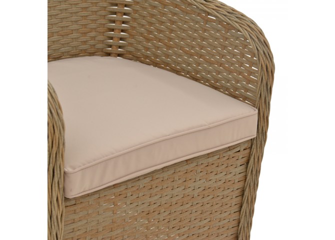 Πολυθρόνα κήπου Hadrian pakoworld rattan καφέ- textilene μπεζ 57x70x85εκ