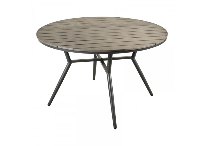 Τραπέζι Appa pakoworld αλουμίνιο και plywood σε ανθρακί απόχρωση Φ120x74εκ