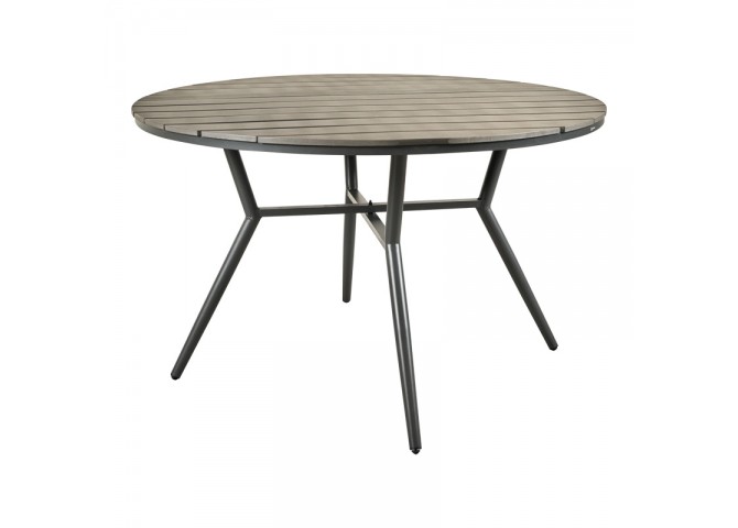 Τραπέζι Appa pakoworld αλουμίνιο και plywood σε ανθρακί απόχρωση Φ120x74εκ