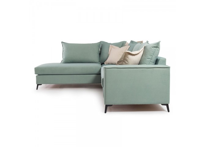 Γωνιακός καναπές δεξιά γωνία Romantic pakoworld ύφασμα Ciel-Cream 290x235x95εκ