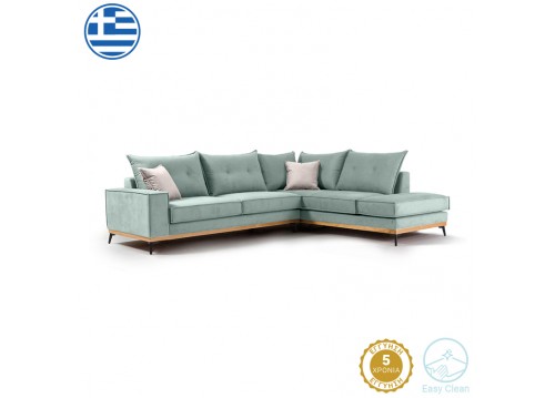 Γωνιακός καναπές αριστερή γωνία Luxury II pakoworld ύφασμα ciel-cream 290x235x95εκ