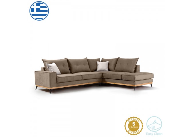 Γωνιακός καναπές αριστερή γωνία Luxury II pakoworld ύφασμα mocha-cream 290x235x95εκ