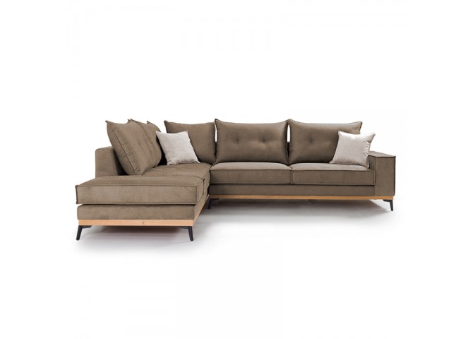Γωνιακός καναπές δεξιά γωνία Luxury II pakoworld ύφασμα mocha-cream 290x235x95εκ