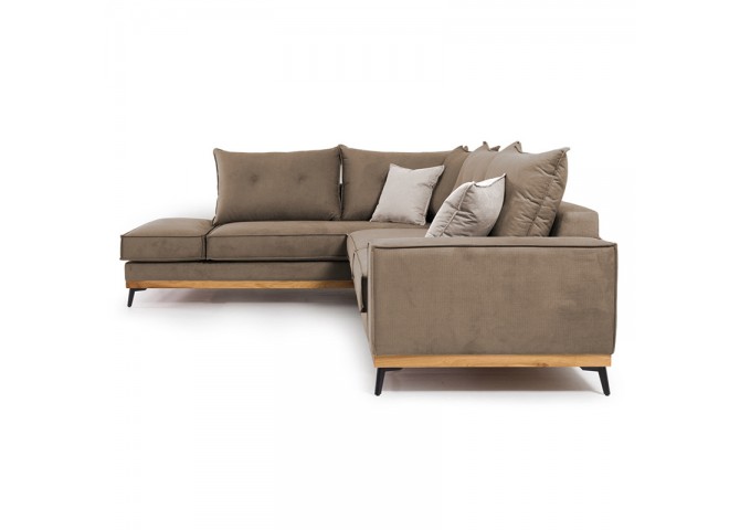 Γωνιακός καναπές δεξιά γωνία Luxury II pakoworld ύφασμα mocha-cream 290x235x95εκ