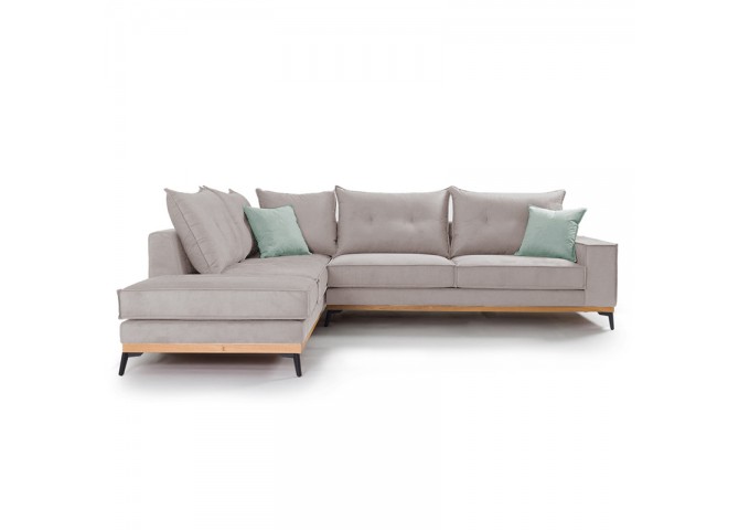 Γωνιακός καναπές δεξιά γωνία Luxury II pakoworld ύφασμα elephant-ciel 290x235x95εκ