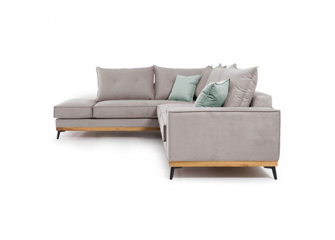 Γωνιακός καναπές δεξιά γωνία Luxury II pakoworld ύφασμα elephant-ciel 290x235x95εκ