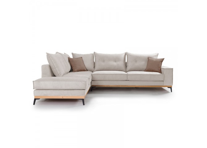 Γωνιακός καναπές δεξιά γωνία Luxury II pakoworld ύφασμα cream-mocha 290x235x95εκ