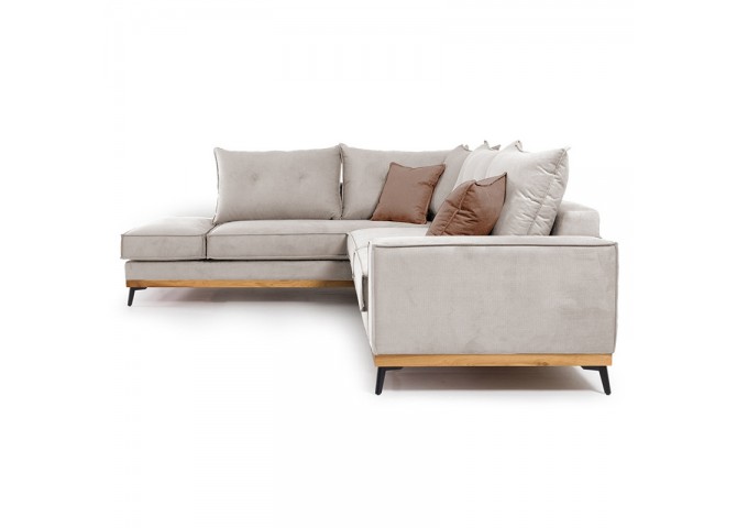 Γωνιακός καναπές δεξιά γωνία Luxury II pakoworld ύφασμα cream-mocha 290x235x95εκ