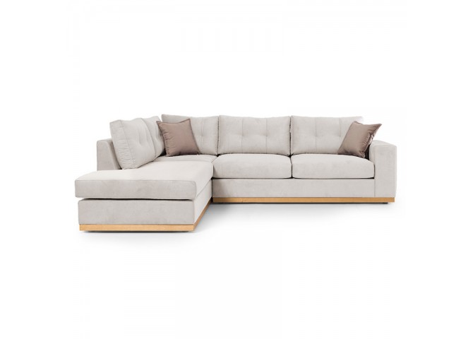 Γωνιακός καναπές δεξιά γωνία Boston pakoworld ύφασμα cream-mocha 280x225x90εκ