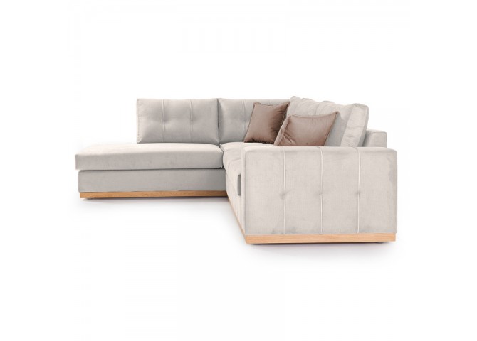 Γωνιακός καναπές δεξιά γωνία Boston pakoworld ύφασμα cream-mocha 280x225x90εκ