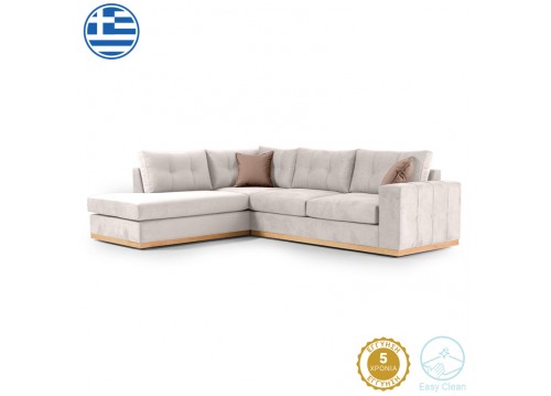 Γωνιακός καναπές δεξιά γωνία Boston pakoworld ύφασμα cream-mocha 280x225x90εκ