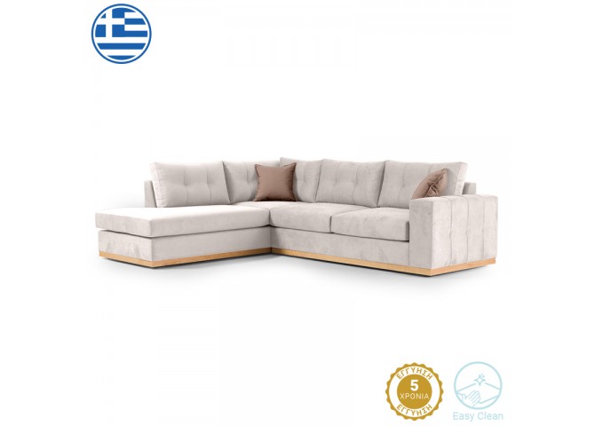 Γωνιακός καναπές δεξιά γωνία Boston pakoworld ύφασμα cream-mocha 280x225x90εκ