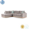 Γωνιακός καναπές δεξιά γωνία Boston pakoworld ύφασμα elephant-ciel 280x225x90εκ