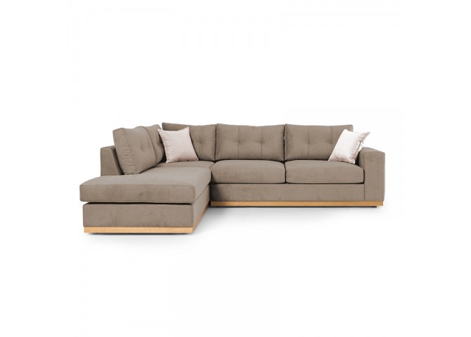 Γωνιακός καναπές δεξιά γωνία Boston pakoworld ύφασμα mocha-cream 280x225x90εκ