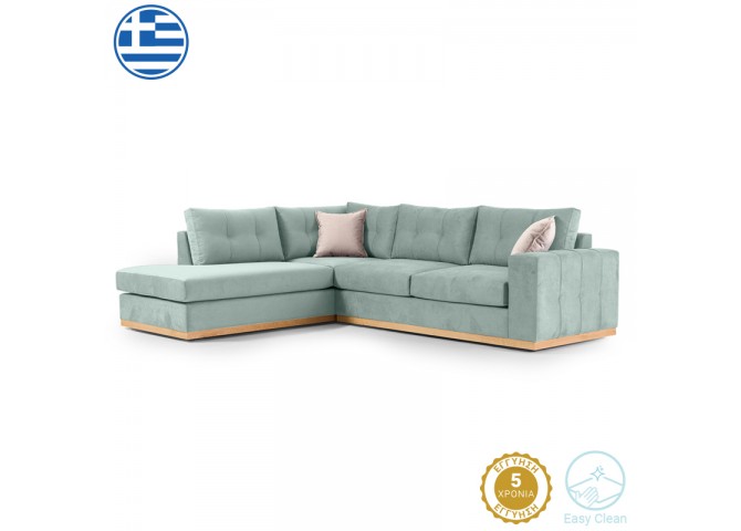 Γωνιακός καναπές δεξιά γωνία Boston pakoworld ύφασμα ciel-cream 280x225x90εκ