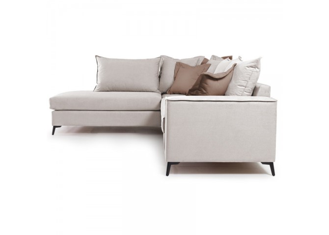 Γωνιακός καναπές δεξιά γωνία Romantic pakoworld ύφασμα cream-mocha 290x235x95εκ