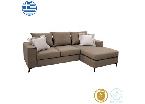 Γωνιακός καναπές Fabulous pakoworld αναστρέψιμος ύφασμα mocha-cream 240x165x95εκ