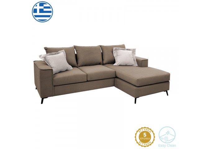 Γωνιακός καναπές Fabulous pakoworld αναστρέψιμος ύφασμα mocha-cream 240x165x95εκ