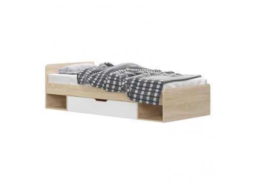 Κρεβάτι με συρτάρι Letto pakoworld σε oak - λευκό απόχρωση 90x200εκ