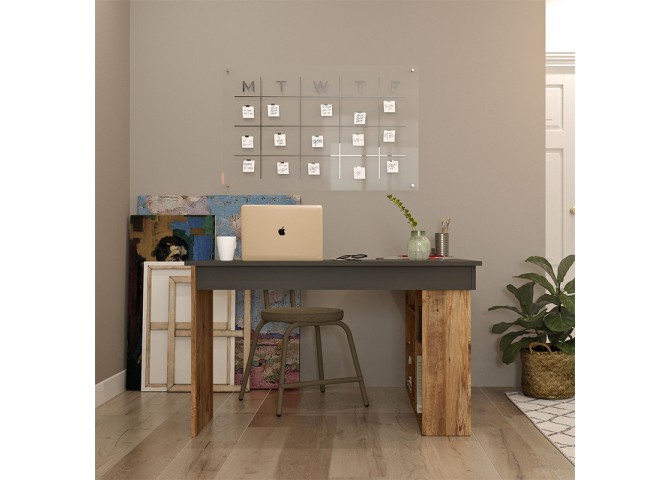 Γραφείο γωνιακό Rosaline pakoworld ανθρακί-oak 120x129x72εκ