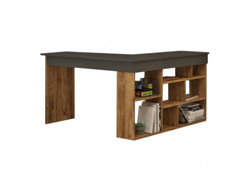 Γραφείο γωνιακό Rosaline pakoworld ανθρακί-oak 120x129x72εκ