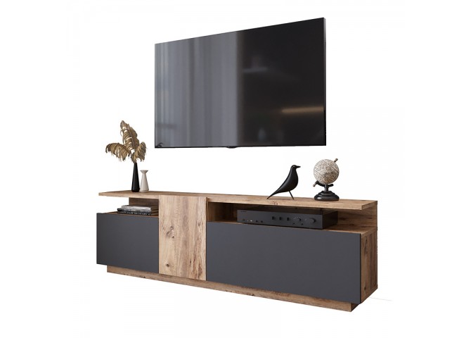 Έπιπλο τηλεόρασης Elana pakoworld sonoma-ανθρακί 150x29.5x46.3εκ