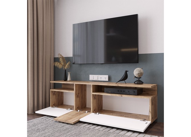 Έπιπλο τηλεόρασης Elana pakoworld sonoma-λευκό 150x29.5x46.3εκ