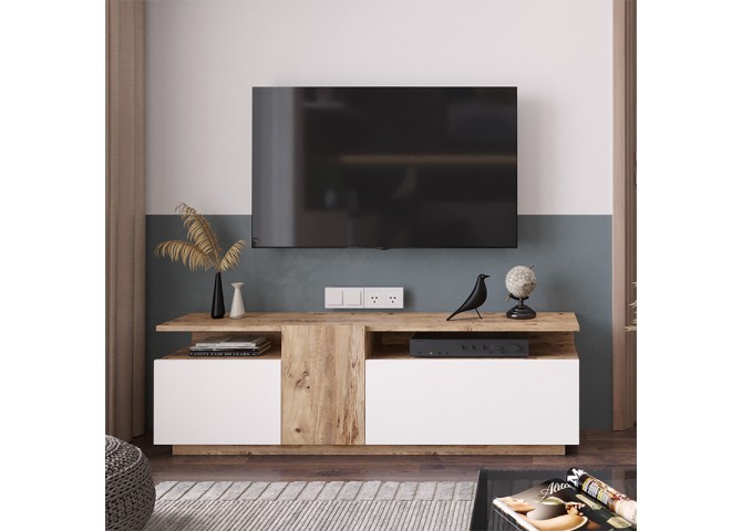 Έπιπλο τηλεόρασης Elana pakoworld sonoma-λευκό 150x29.5x46.3εκ