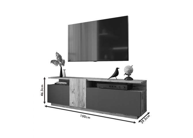 Έπιπλο τηλεόρασης Elana pakoworld sonoma-λευκό 150x29.5x46.3εκ