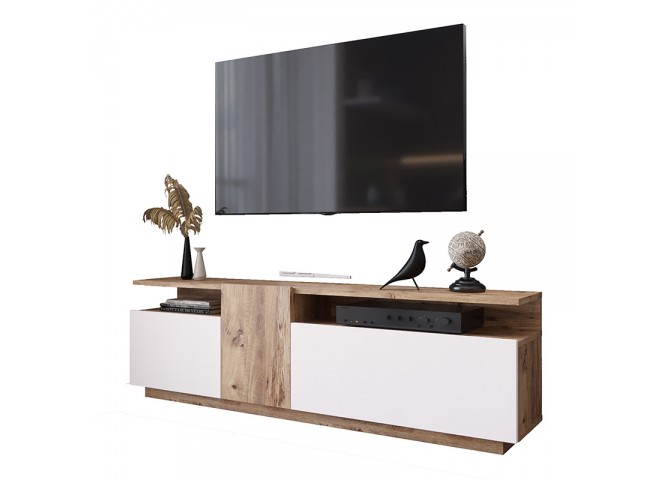 Έπιπλο τηλεόρασης Elana pakoworld sonoma-λευκό 150x29.5x46.3εκ