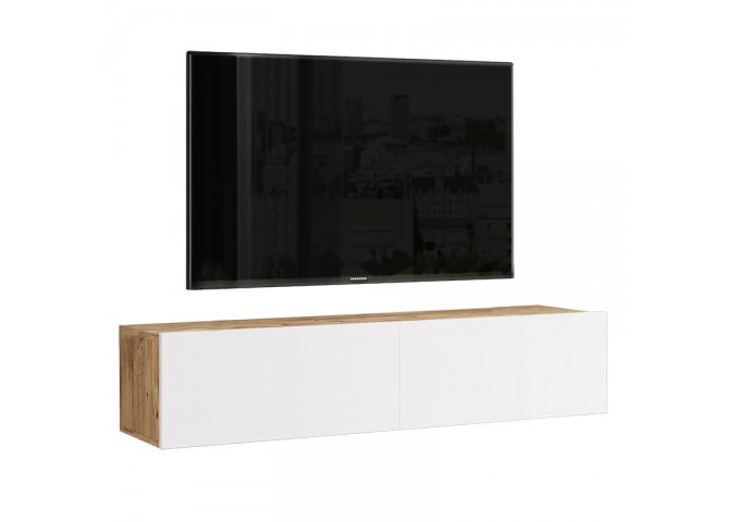 Έπιπλο τηλεόρασης επιτοίχιο Serit pakoworld λευκό-sonoma 140x31.6x29.6εκ