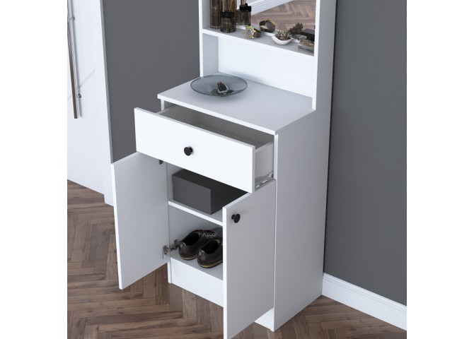 Έπιπλο εισόδου Rockder pakoworld λευκό μελαμίνης 60x35.5x182.8εκ