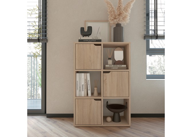 Βιβλιοθήκη Bookel pakoworld μελαμίνης σε sonoma απόχρωση 59.5x27.5x89εκ