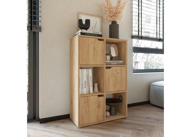 Βιβλιοθήκη Bookel pakoworld μελαμίνης σε oak απόχρωση 59.5x27.5x89εκ